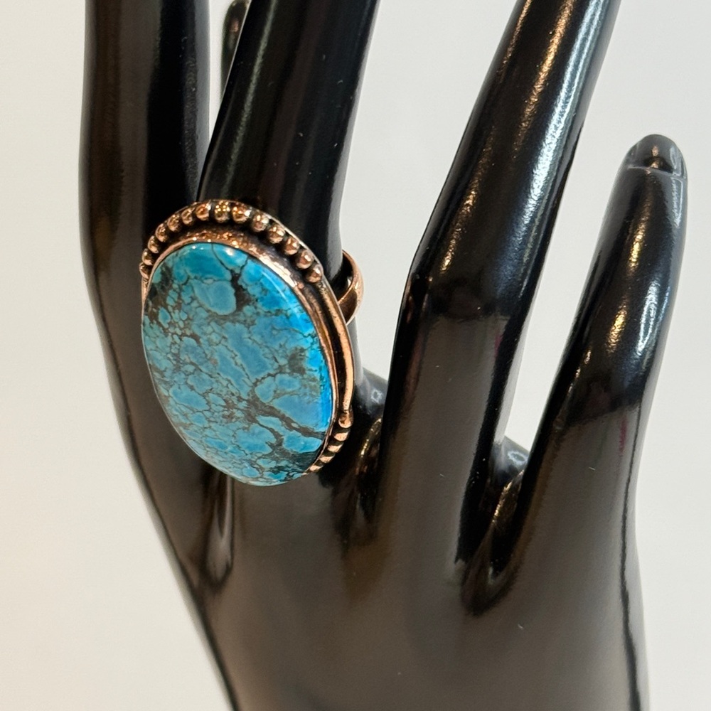 🆕 Big Turquoise in Copper Ring Size 8 - 🆕 - Picture 1 of 9